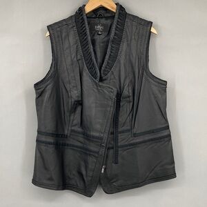 Dash by Kardashian Womens Leather Moto Vest Jacket Size 1X Plus Edgy Biker Black
